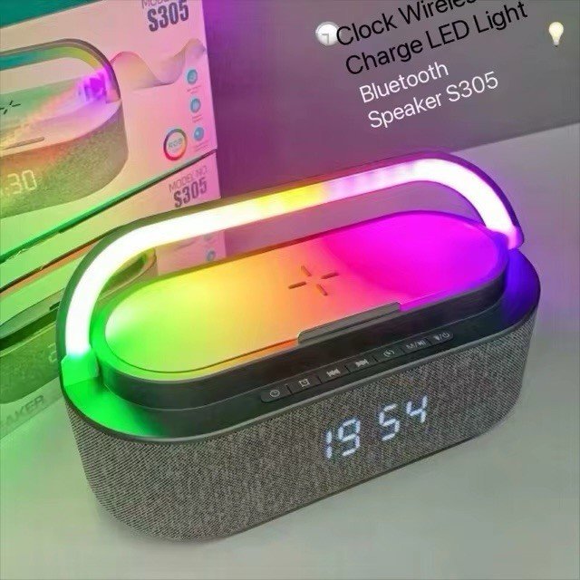 S305 Bluetooth Speaker Alarm Clock FM Radio Night Light Wireless Charging