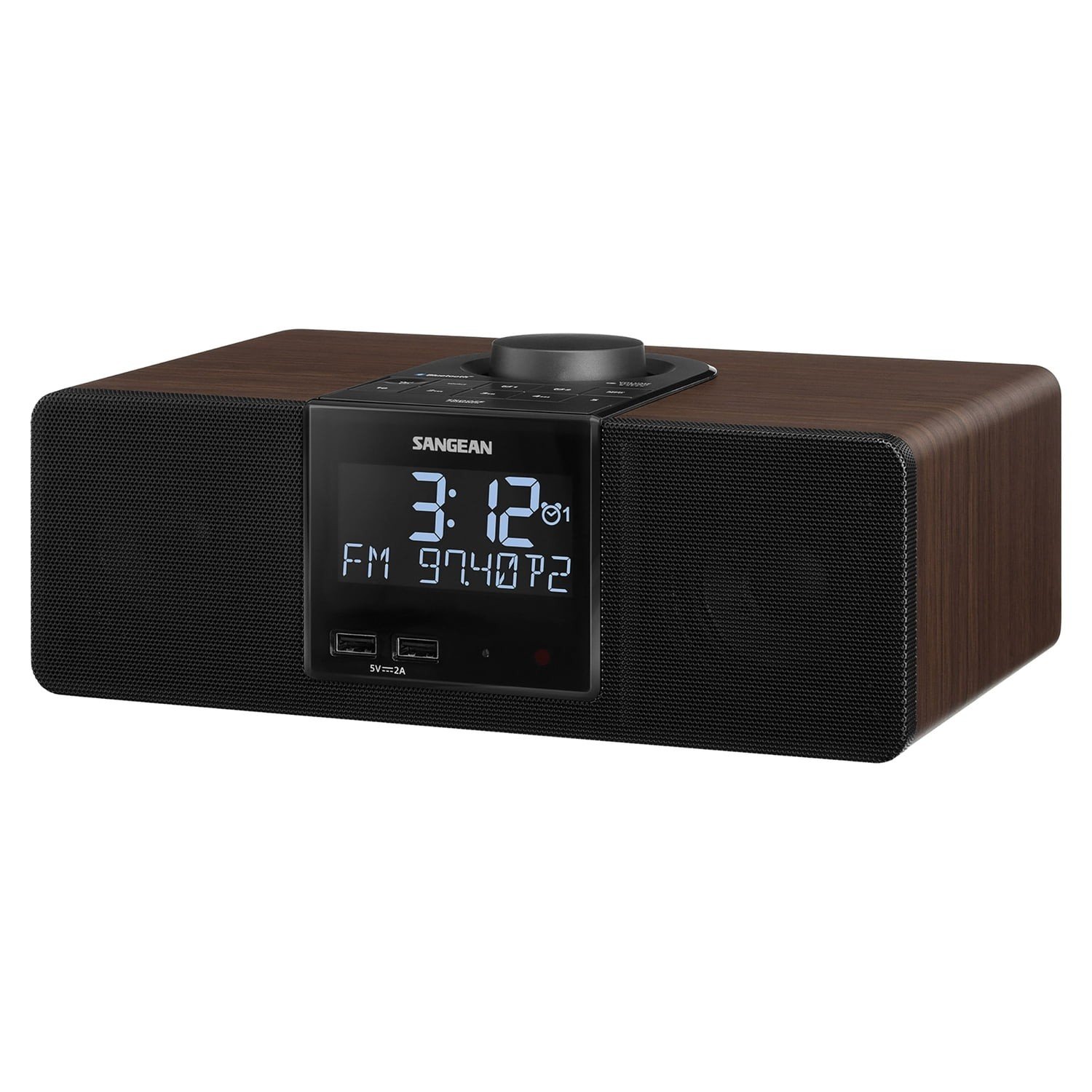 Sangean Am/fm Bluetooth Tabletop Wooden Clock Radio With Alarm And Sleep Timers