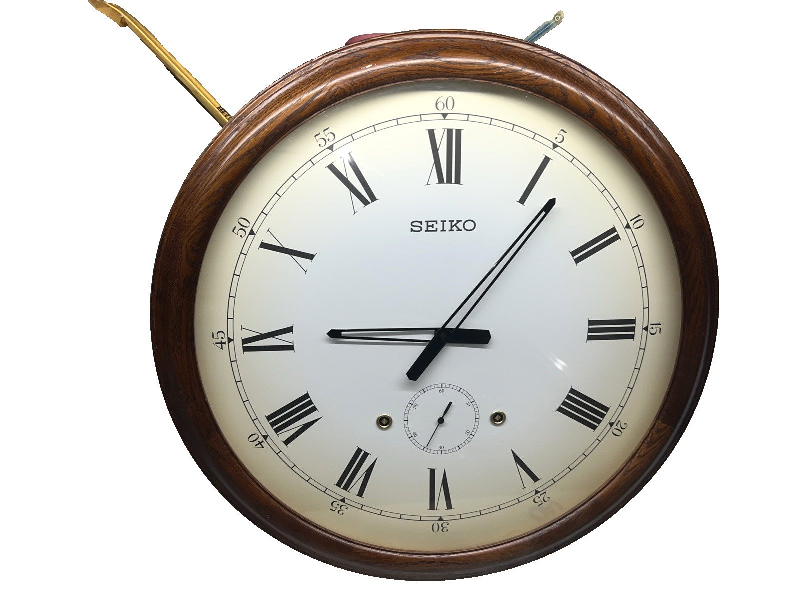 Seiko 24" Wall Clock, Wood Framed. *READ*