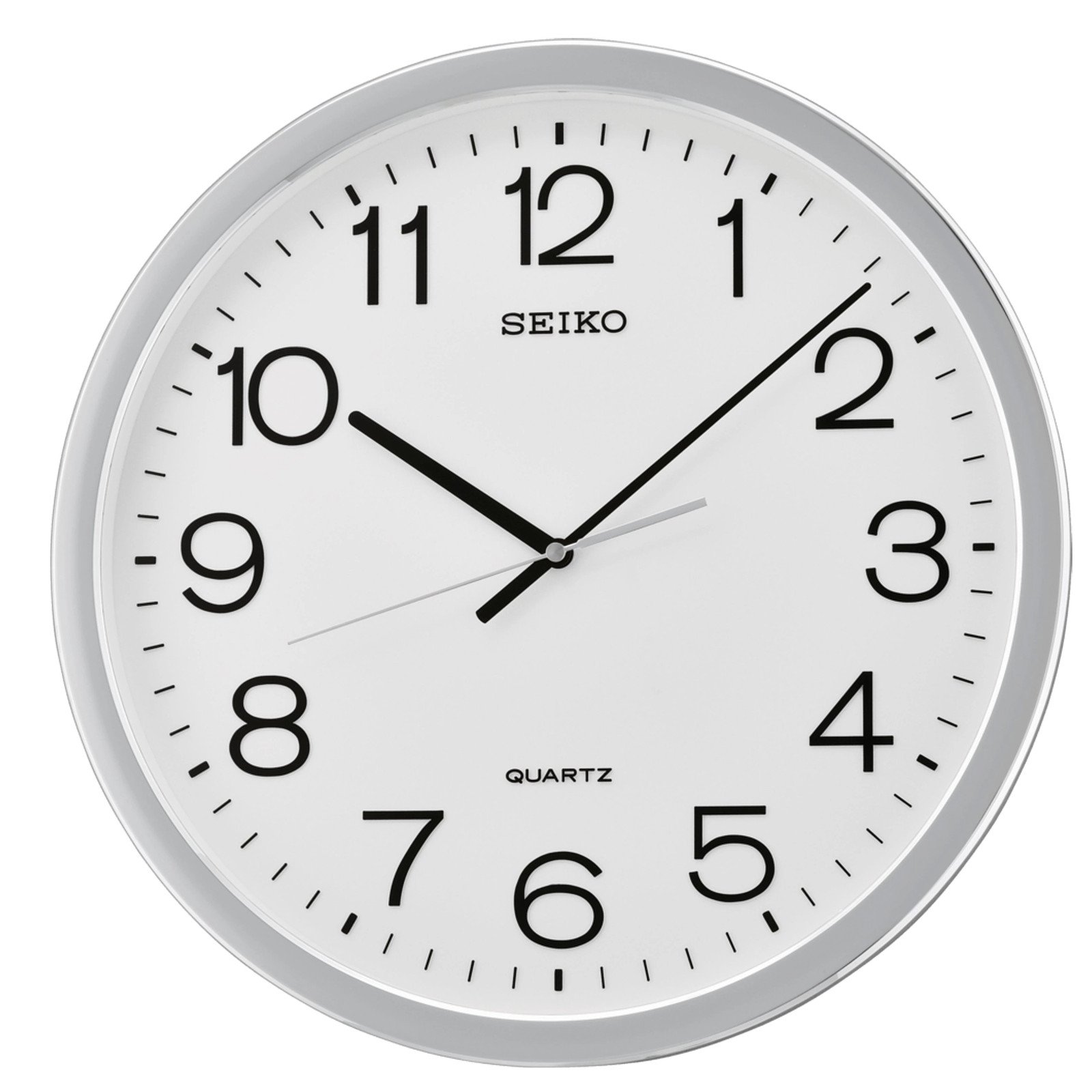 Seiko Classic Numbered Quiet Sweep Wall Clock Silver
