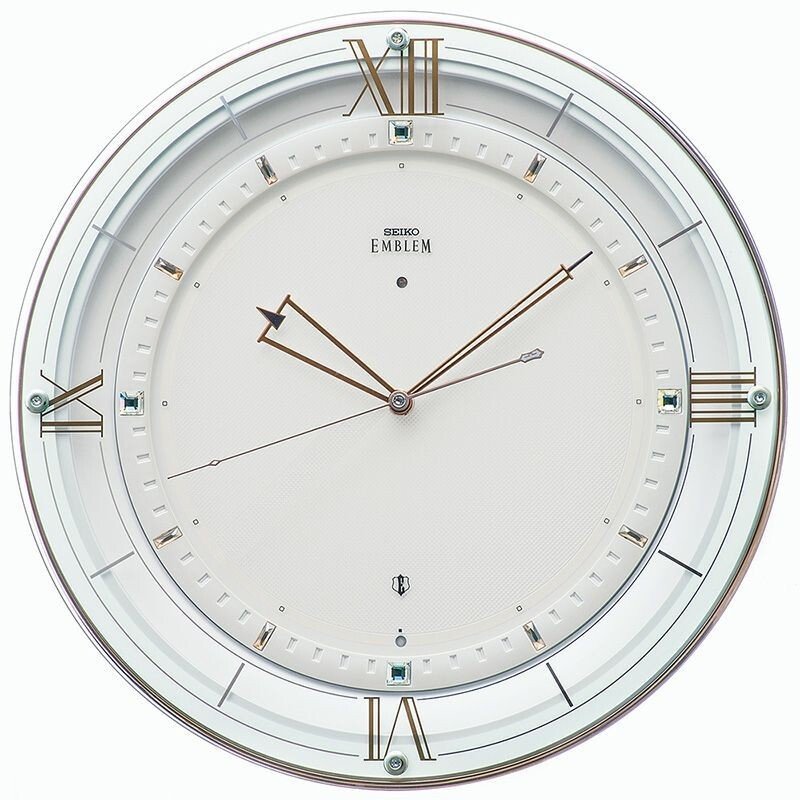 Seiko Clock Wall Clock EMBLEM HS556W Analog White Gold Sweep Second Japan