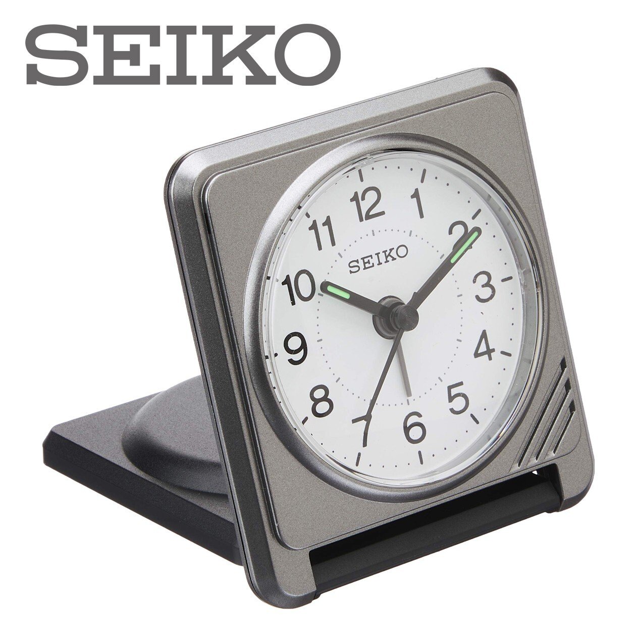 SEIKO Compact Folding Travel Clock Gray Metallic Japanese Domestic Model