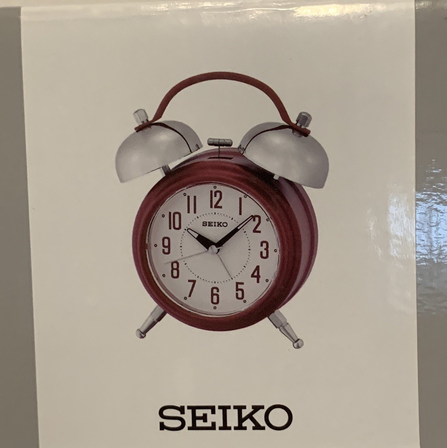 SEIKO DUAL BELL EXTRA LOUD ALARM CLOCK WITH QUIET SWEEP & SNOOZE QHK051RL Red