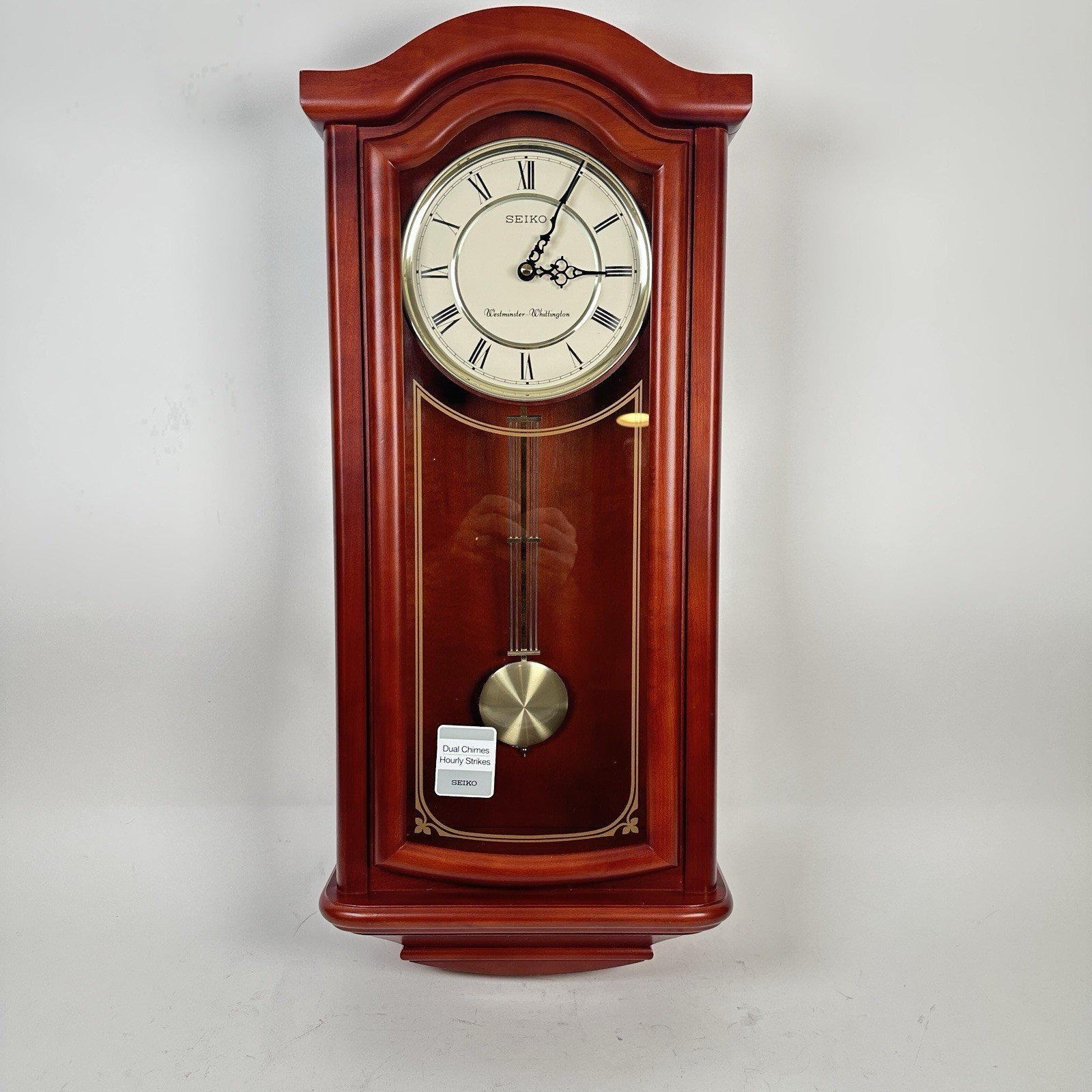 SEIKO Mahogany Wall Clock with Pendulum Dual Chimes QXH118B NOS No Box