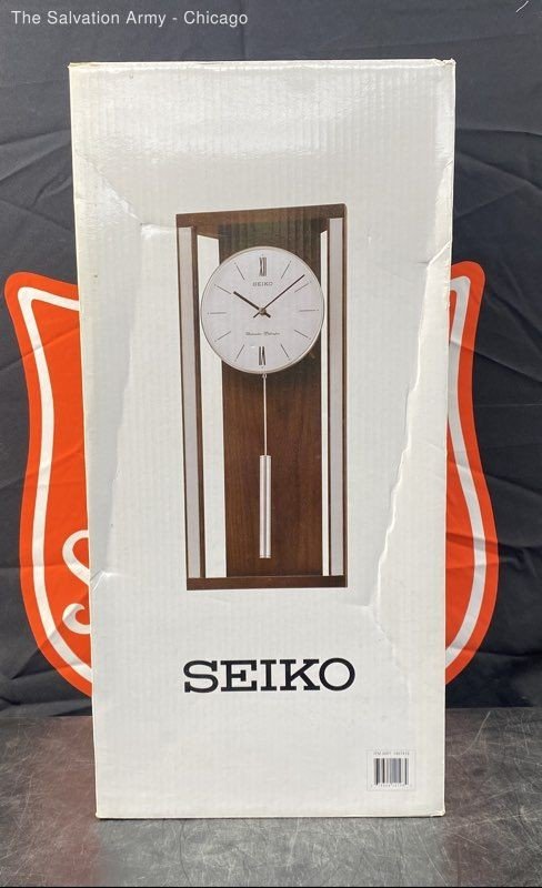 Seiko QXH068BLH Dark Walnut Color Dual Chimes Modern Pendulum Wall Clock