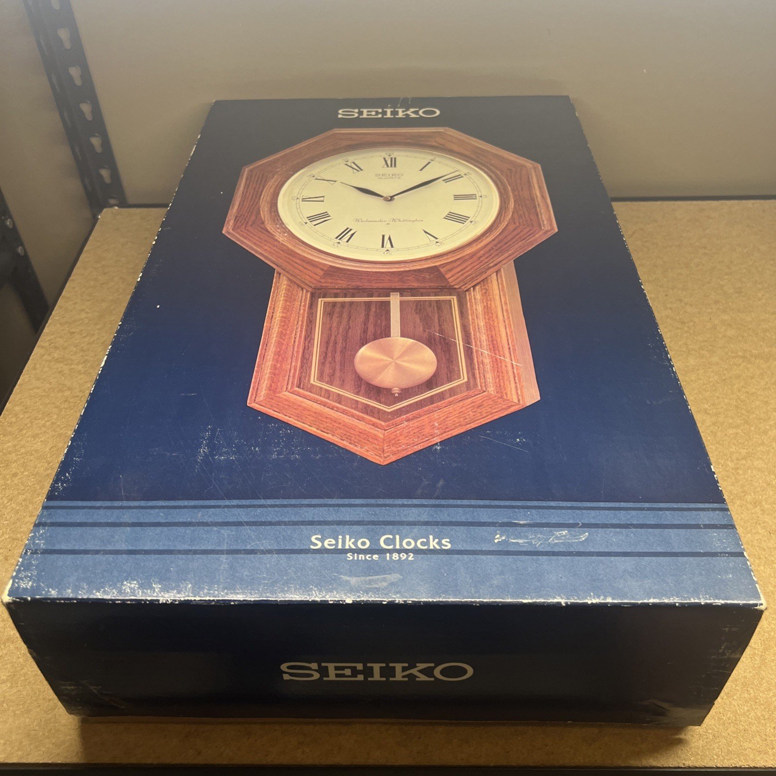 Seiko Wood Traditional Schoolhouse Wall Clock w/ Chime & Pendulum QXH102BC