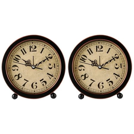 Set of 2 Gold Home Decor Alarm Clocks Digital Table Flip Stylish Travel