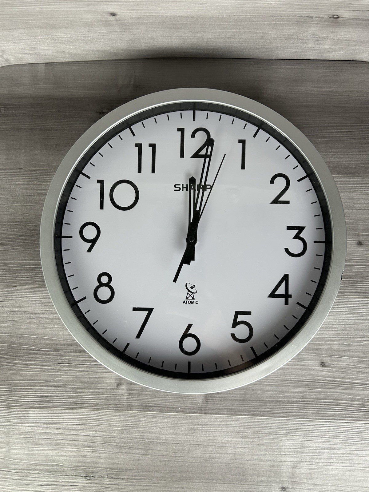 Sharp Atomic 11" Round Wall "Atomic" Clock White/Silver