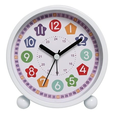 Silent Analog Alarm Clock for Kids - Colorful Educational Clock with Night Light, No Ticking, Easy-to-Use Buttons, Battery-Powered, Ideal Gift for Boys & Girls