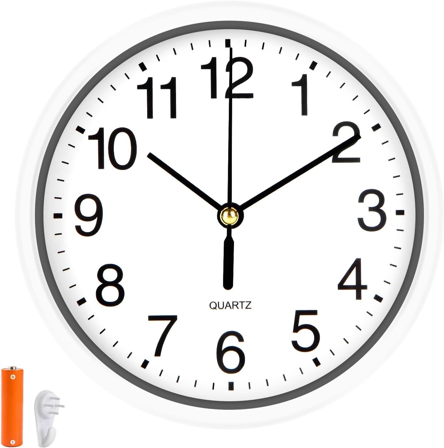 Silent Wall Clock Non Ticking, 6 Inch Wall Clocks Battery Operated, Small Analog