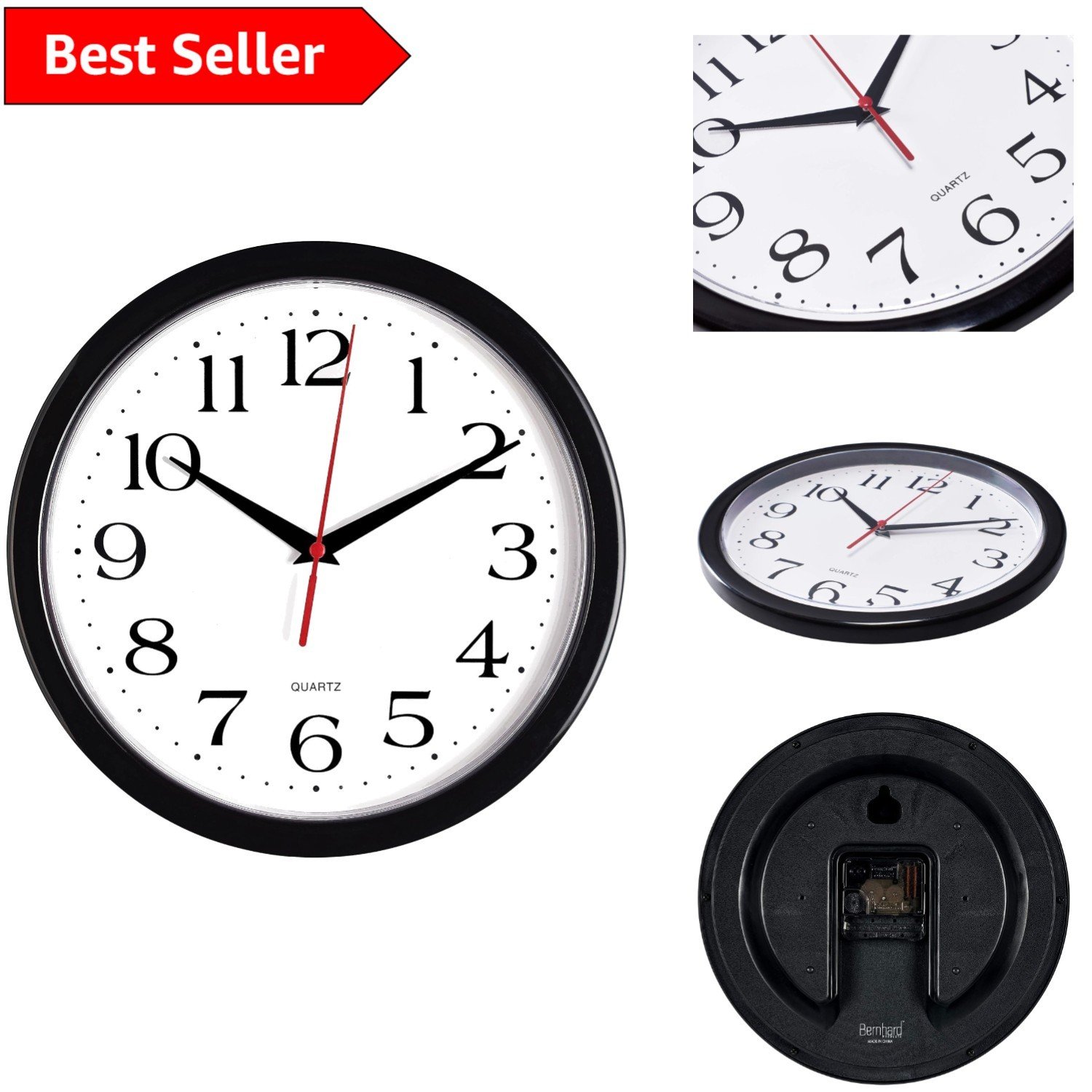 Sleek 10 Inch Non-Ticking Wall Clock - Perfect for Office, Kitchen & Classroom