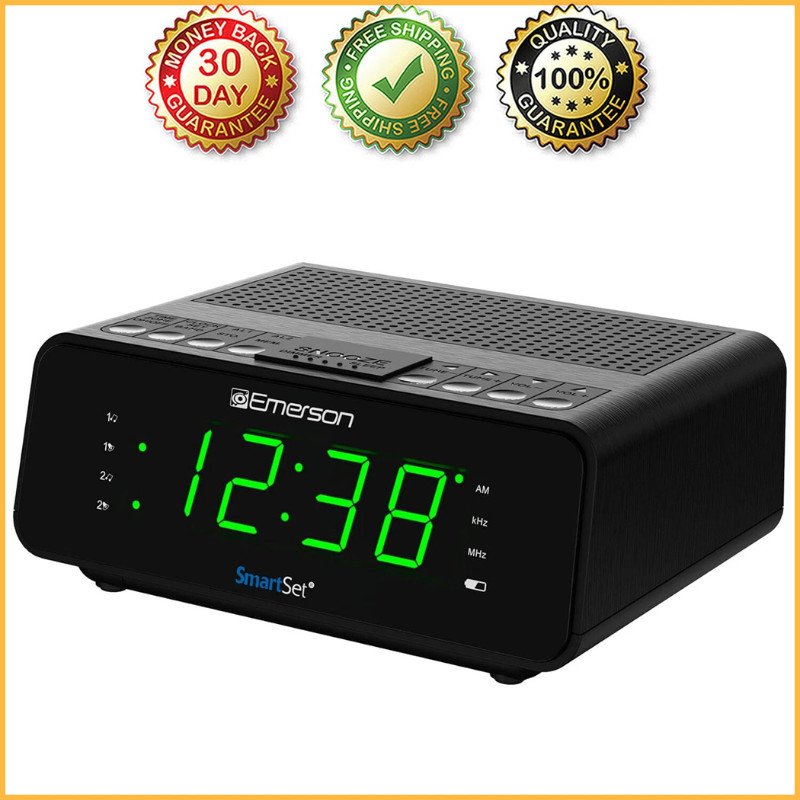 SMART SET ALARM CLOCK RADIO Electric AM FM LED Display Dimmer Music Sleep Timer