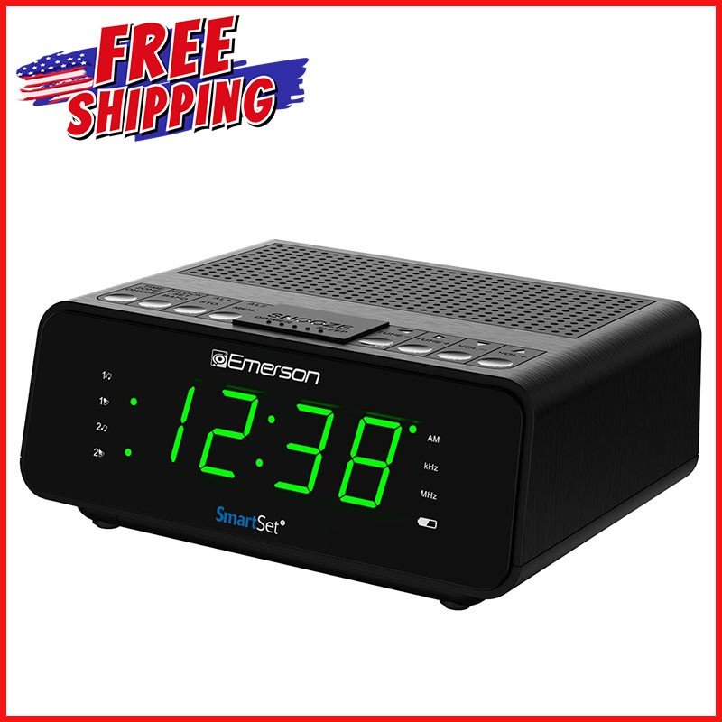 SMART SET ALARM CLOCK RADIO Electric AM FM LED Display Dimmer Music Sleep Timer