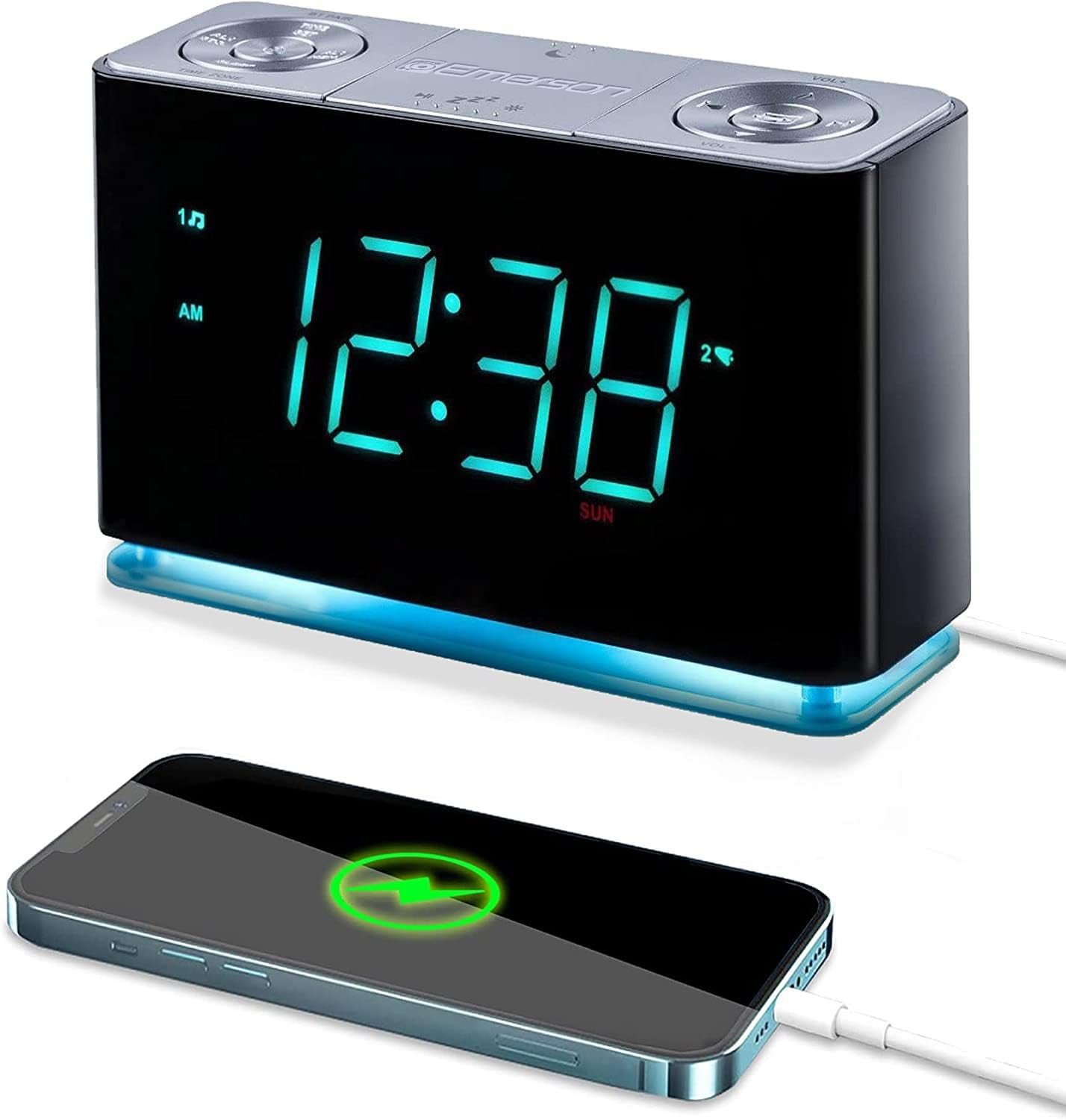 Smartset Alarm Clock Radio with Bluetooth Speaker with USB Port for Iphone/Ipad/