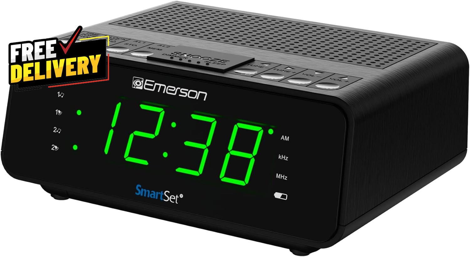 Smartset Dual Alarm Clock Radio with AM/FM Radio Dimmer Sleep Timer and .9 LED..
