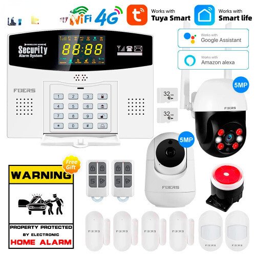 Smart WIFI 4G GSM Alarm System Burglar Alarm 433MHZ Wireless Wired Zone Lot