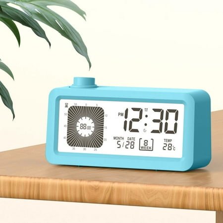 Snmubt Digital Electronic Clock Led Display Electronic Clock Stereo Digital Display Snooze Alarm Clock 12/24H Switching Countdown Time (Blue)