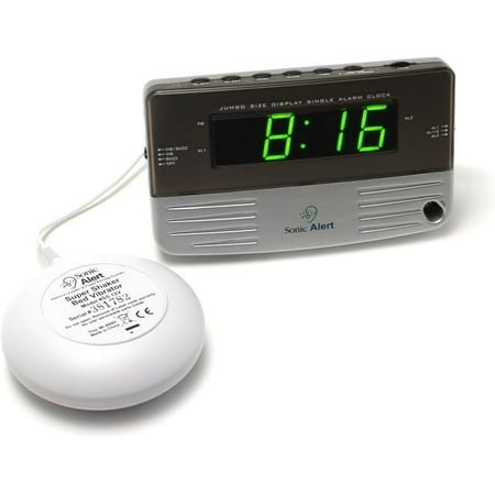 Sonic Alert SB200SS Alarm Clock, Battery Backup | Wake with a Shake, Multicolored