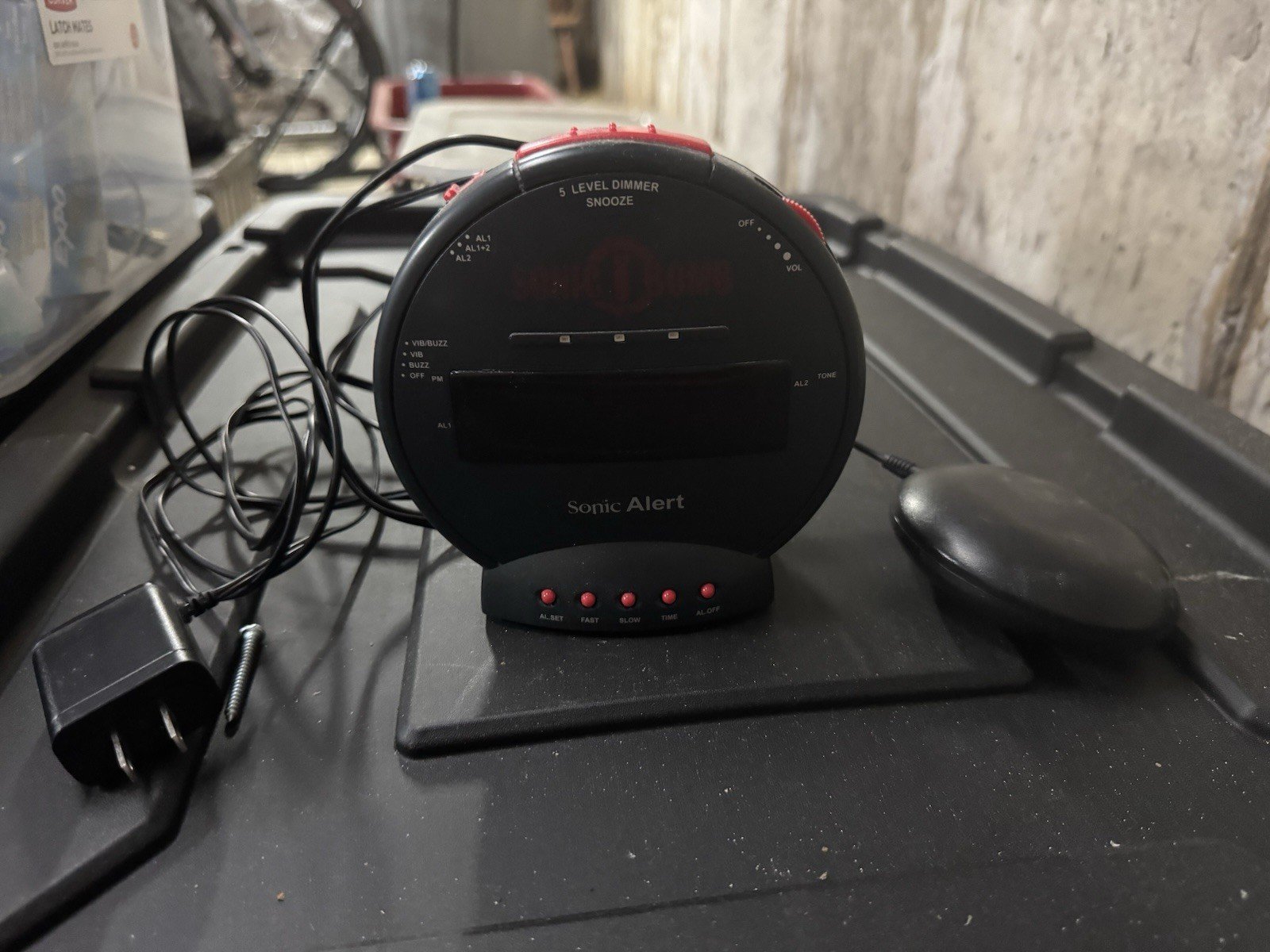 Sonic Alert Sonic Bomb Alarm Clock with Super Shaker Bed Vibrator - Used