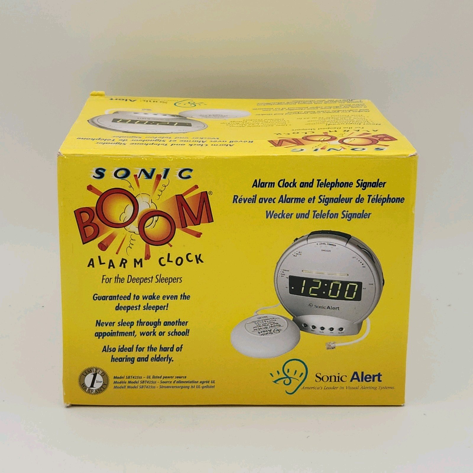 Sonic Boom Extra Loud Alarm Clock SBT425ss w Vibrating Bed Shaker/Phone Signaler