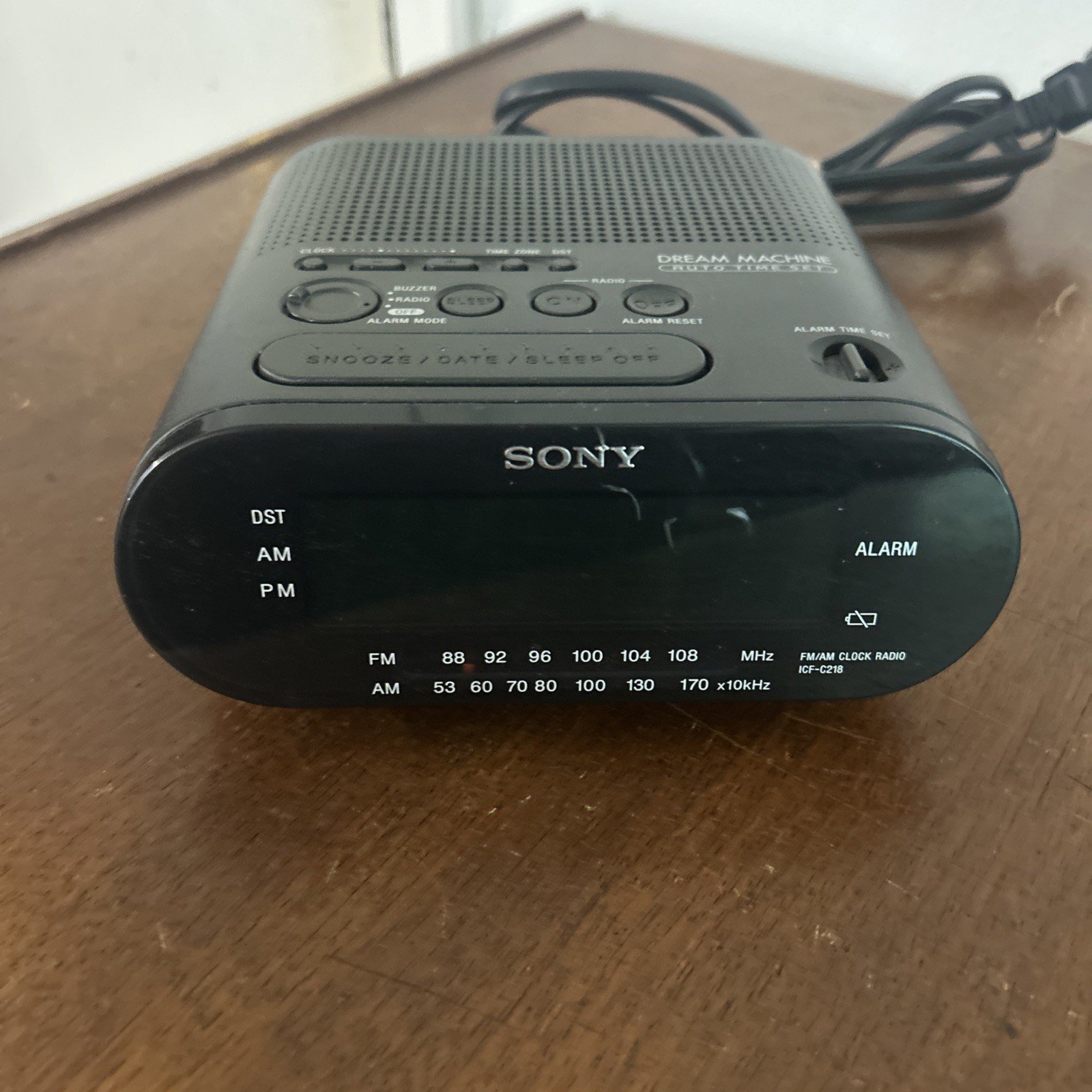 Sony Dream Machine AM/FM Alarm Clock Radio Model ICF-C218 Black Tested & Working
