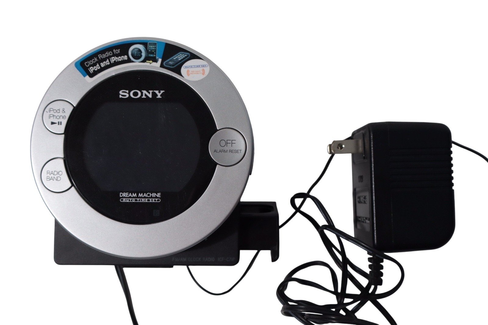 Sony Dream Machine ICF-CD3iP CD Alarm Clock Radio with iPod Dock - Untested