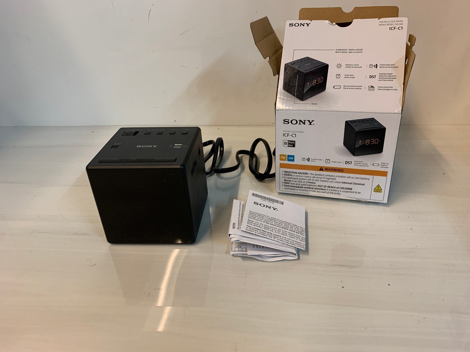 Sony ICF-C1 Cube AM/FM Alarm Clock Radio - Black