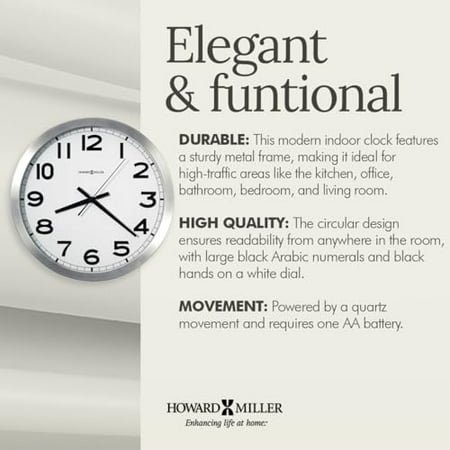 Spokane Modern Wall Clock – Large Brushed Aluminum Frame, White Dial, Silent Quartz, Battery Operated, Easy To Read Black Numerals, Perfect Sleek Decor For Kitchen Or Office, White, Black