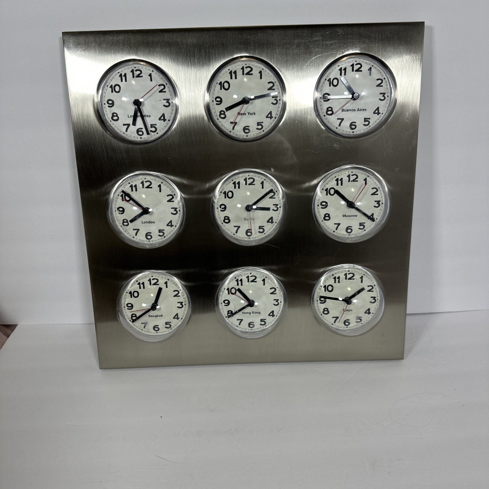 Stainless Steel KarIsson World Time Zone 9 Analogue Vintage Bubble Wall Clocks