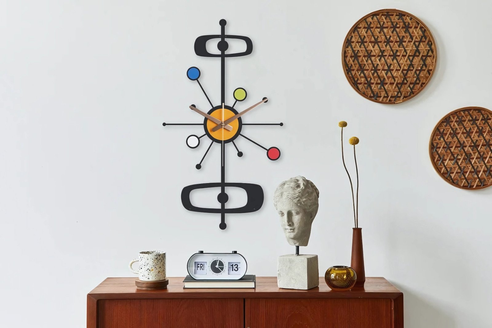 Starburst Large Wall Clock, Atomic Wall Clock, Mid Century Modern Wall Clock