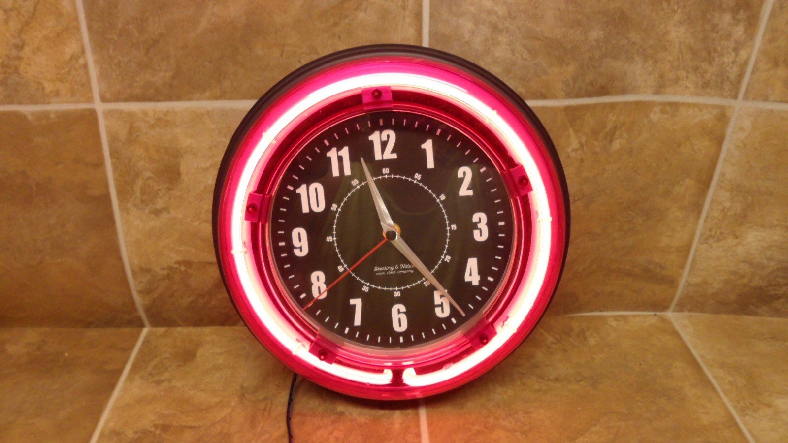 Sterling And Noble Electric Pink Neon Light Up Wall Clock 11” Analog WORKS