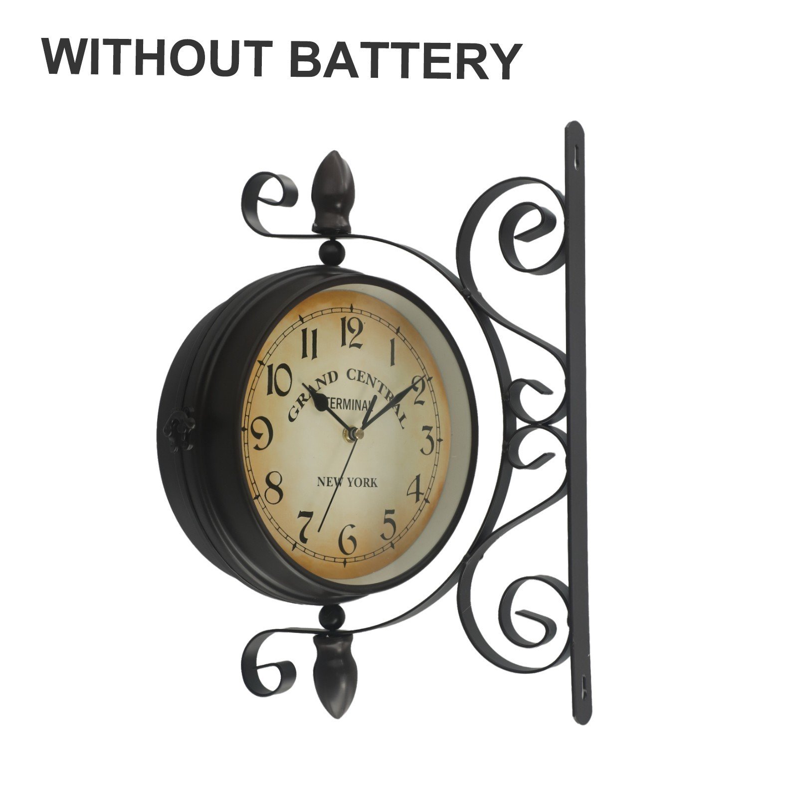 Style Double-Sided Clock Decorative Garden Outdoor Round Vintage Wall Mount Iron