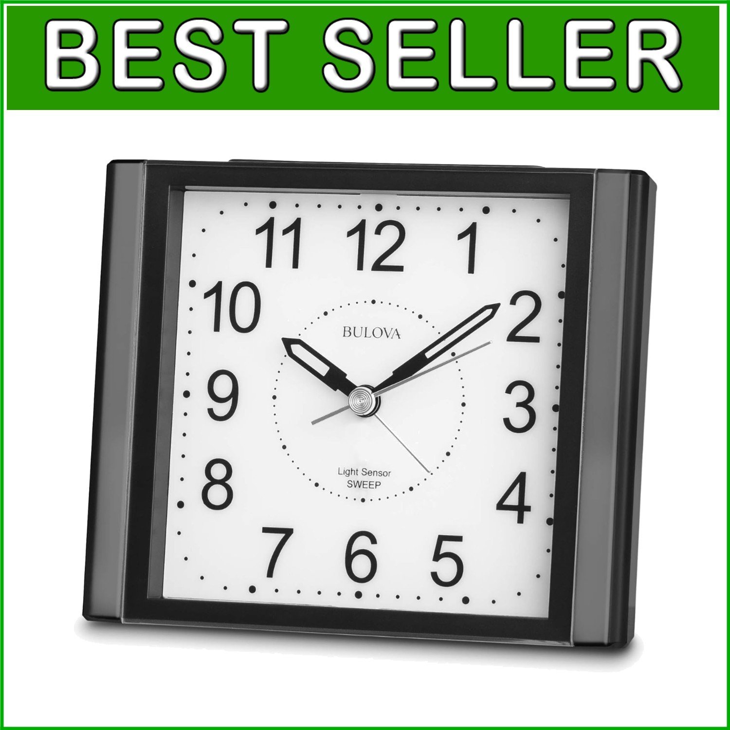 Stylish Battery-Powered Alarm Clock with Mirror-Polished Accents & Snooze