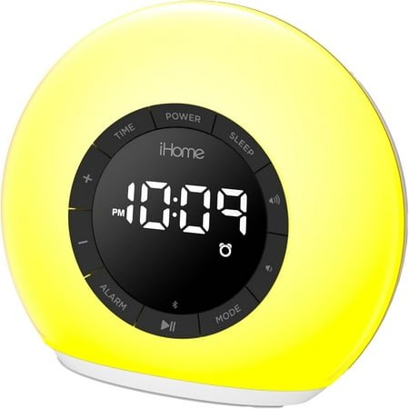 Sunrise Alarm Clock Radio with Bluetooth Speaker, Color Changing Lamp, and USB Charging (iBT32)