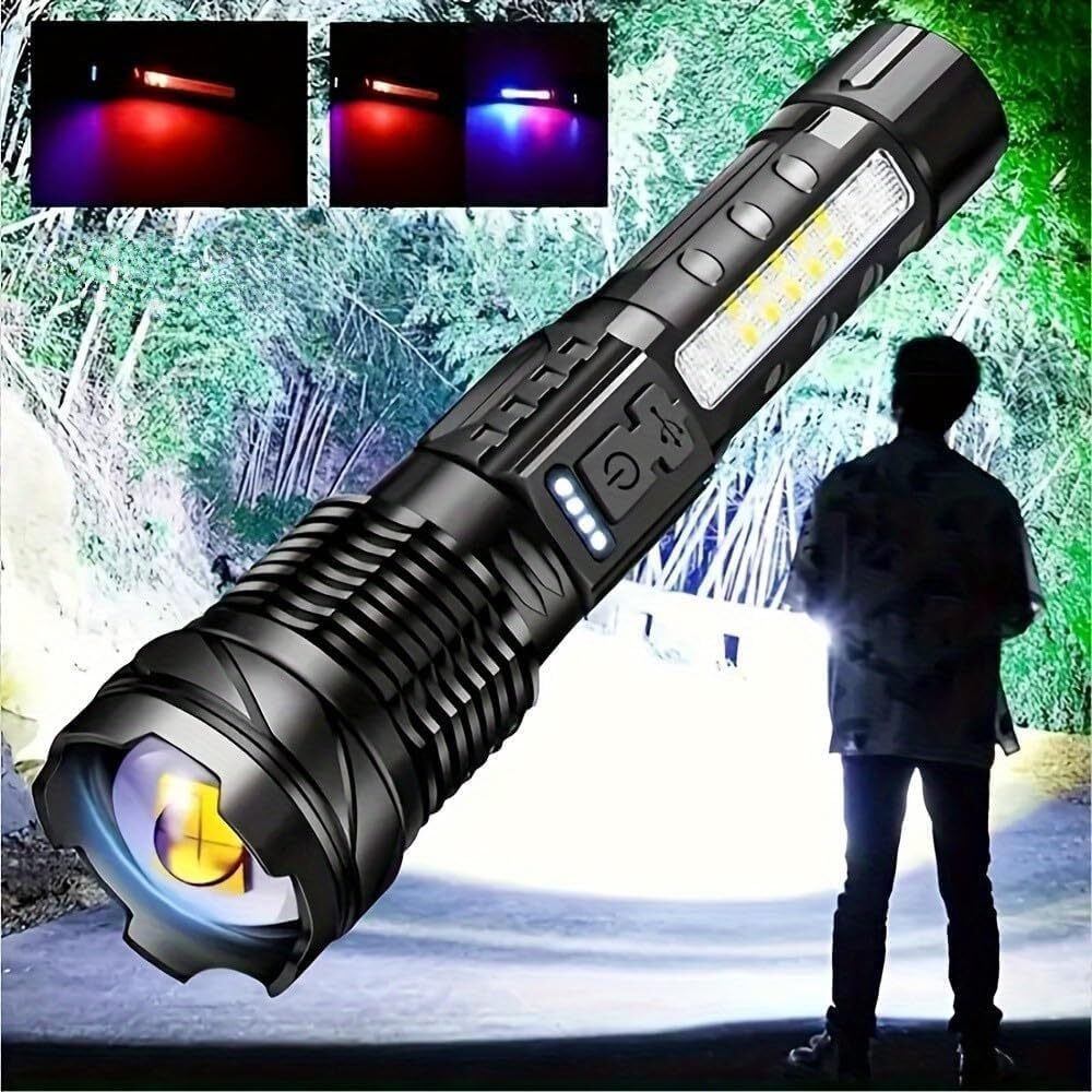 Super Bright LED Flashlight flash light 150W rechargeable White Spotlight Torch