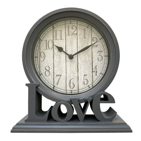 T-HOTLYST Stylish Quiet Movement Desktop Clock Love Letter Mantels Clock Decoration for Living Room Bedroom or Office Enhancing