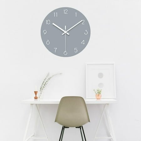 TAILTOSS Hanging Wall Clock Minimalist Design Grey Acrylic Metal Plastic 29.5x29.5x0.72in for Home Office 1Pcs