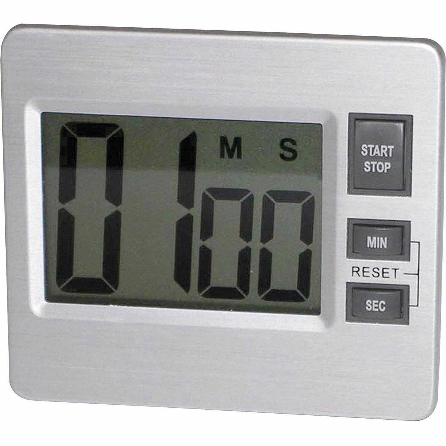 Tatco Digital Timer Desk/Wall 3-3/8"x3/4"x3" Silver/Black 52410