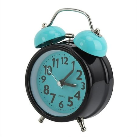 Tebru Retro Alarm Clock,Light Blue Night Luminous Alarm Clock Double Alarm Clock Bedside Clock ,Luminous Alarm Clock