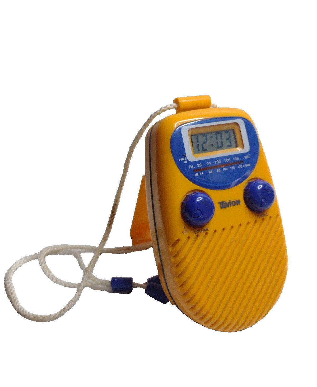 Tevion Shower Bathroom Clock Radio Model Yellow Tested Working