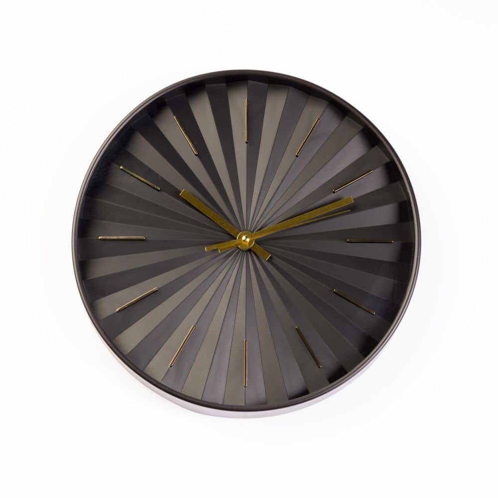 Thasos Black 12 in. Wall Clock