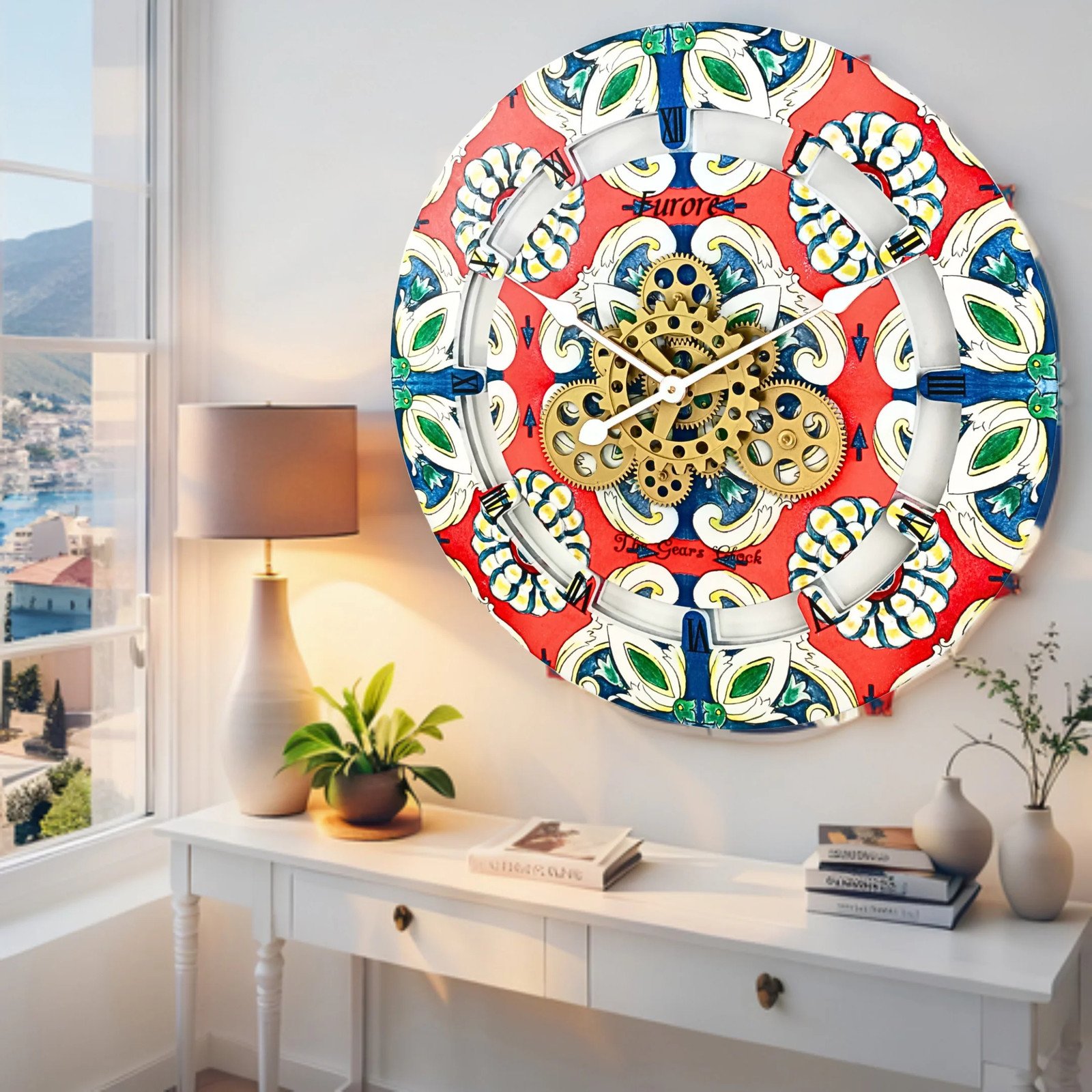 The Gears Clock ITALY LINE WALL CLOCK ROUND 24 INCH FURORE