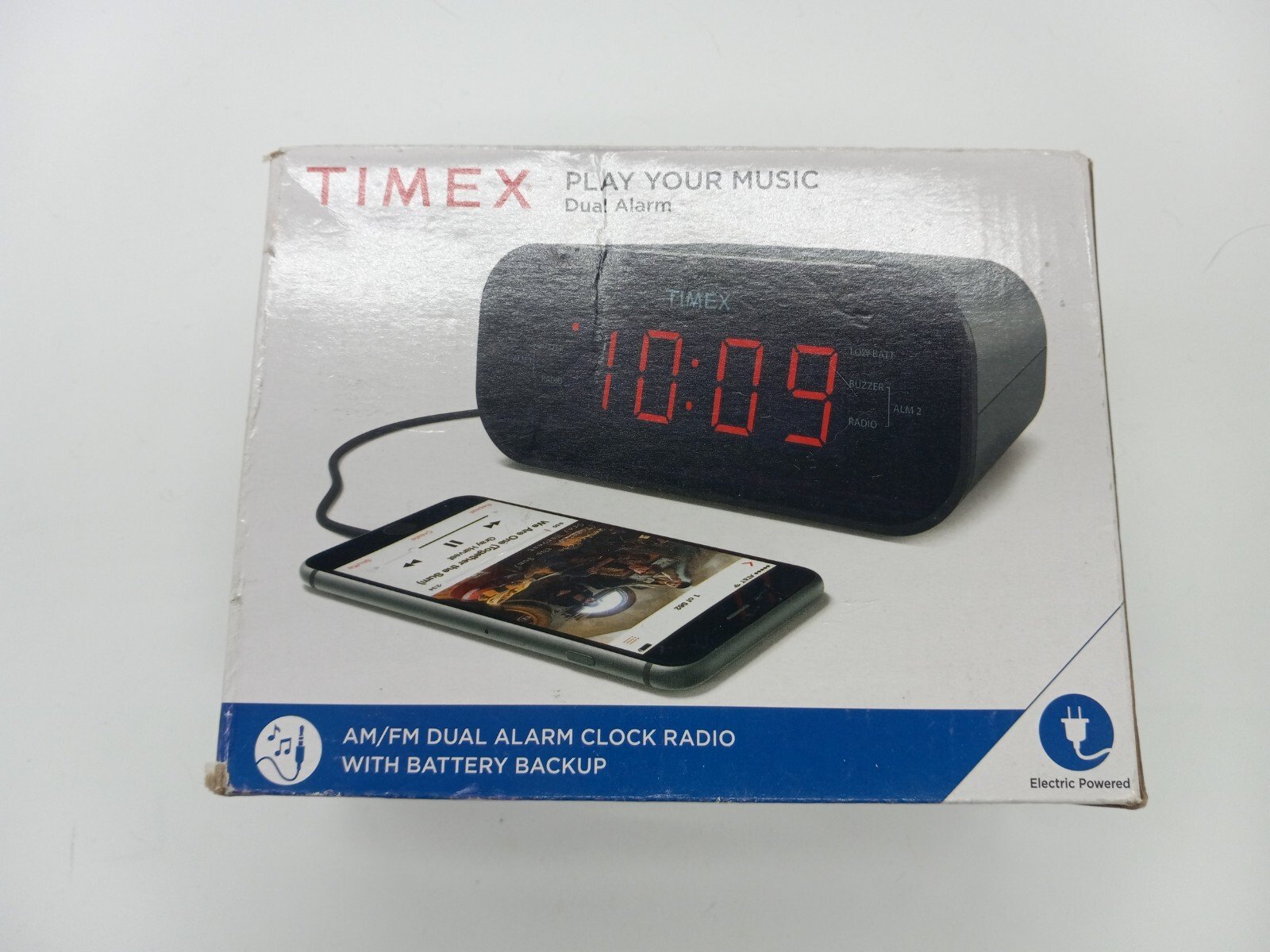 TIMEX AM/FM Dual Alarm Clock Radio T231GRY Plays Music From Your Smart Phone