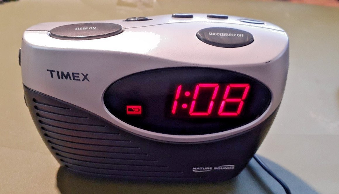 Timex T130S Nature Sounds Alarm Clock Snooze/Sleep Red Display, 100% Tested