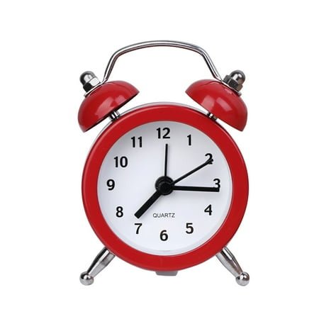 Tmboryuu Mini Twin Bells Alarm Clock Loud Ringing for Heavy Sleepers Battery Operated Candy Colored Clock with Arabic Numerals