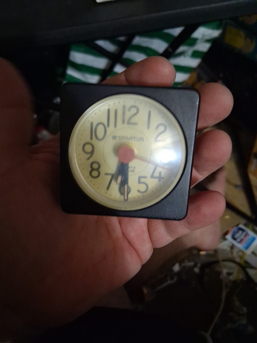 Travel Alarm Clock Portable Spartus Quartz Made In USA Glow Black