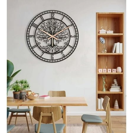 Tree of Life Metal Wall Clock - Large Decorative Clock - Silent Movement/ Operated for Living Room, Home Office, Bedroom (29.1'' x 29.1'' / 74 x 74 cm)