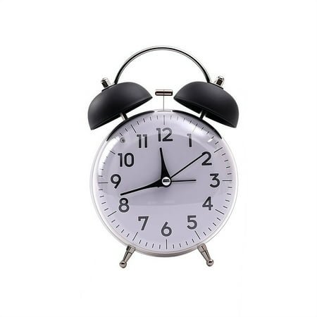 Twin Bell Vintage Metal Alarm Clock with Night Light for Dormitory Home Office