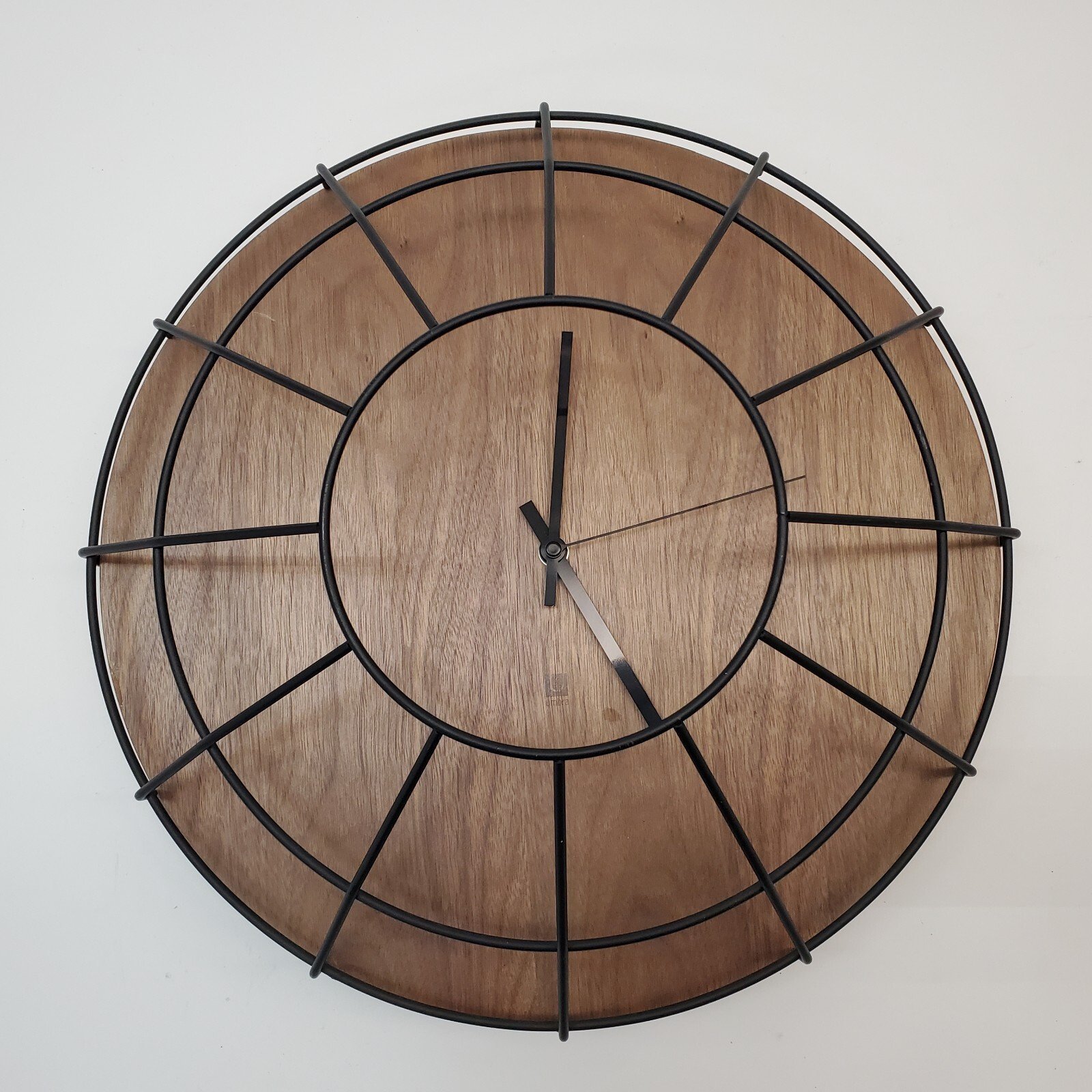 UMBRA Modern Cage Wall Clock BK/WA Walnut by Alan Wisniewski 16"