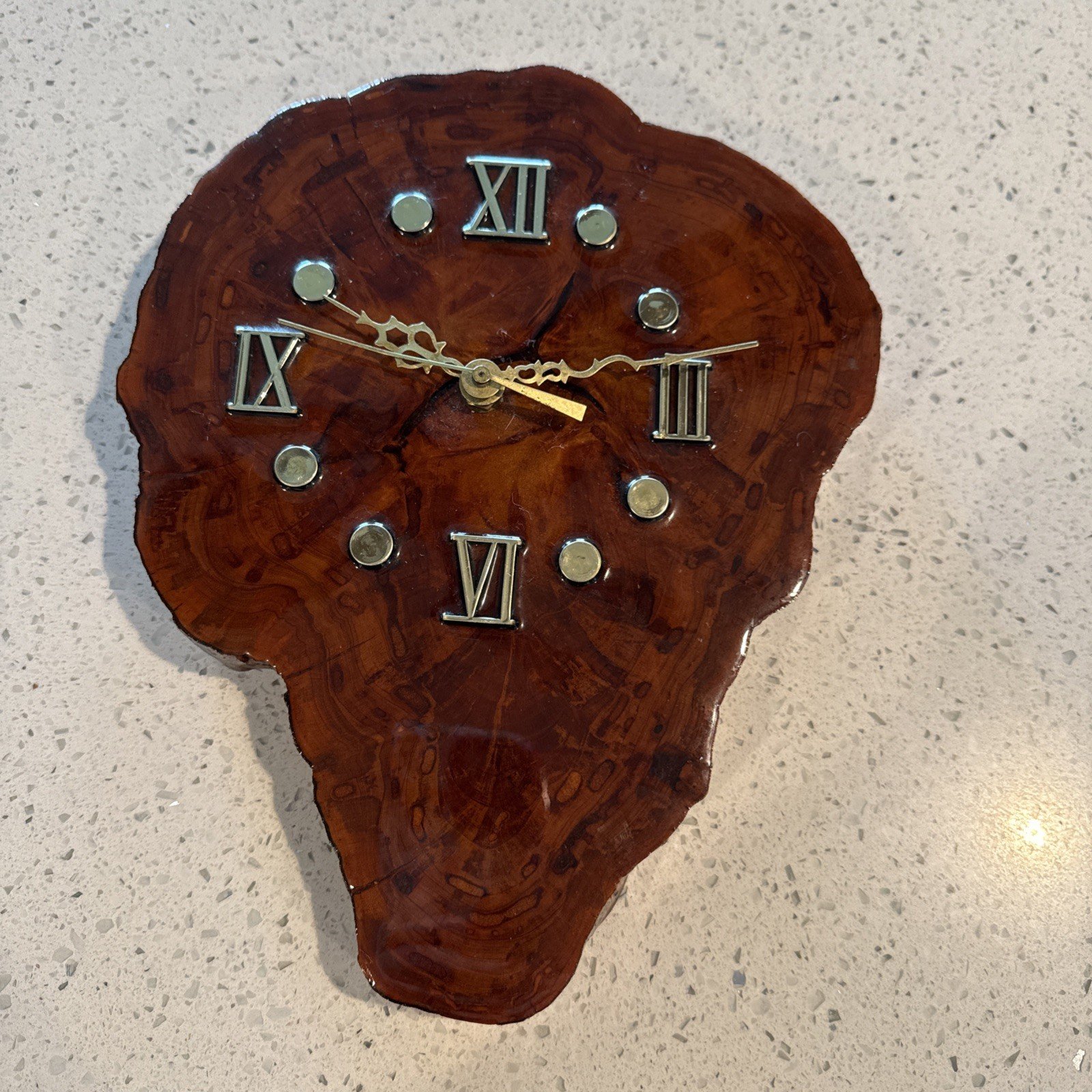 Unique 11” Vintage Decrotive Wooden Log Slice Wall Clock